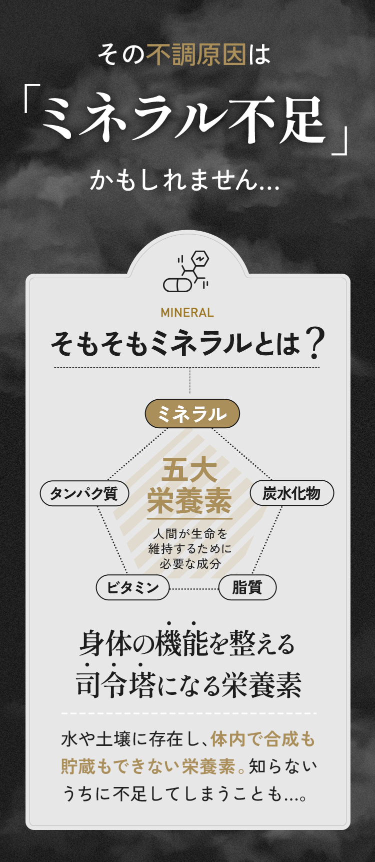 その不調の原因は「ミネラル不足」かもしれません… そもそもミネラルとは? 身体の機能を整える司令塔になる栄養素