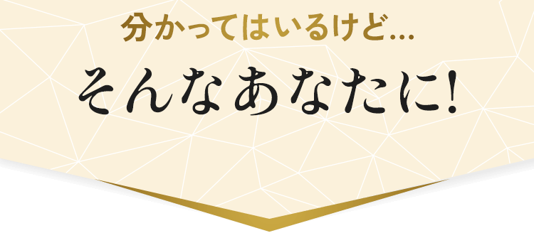 わかってはいるけど… そんなあなたに！！